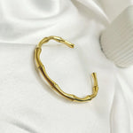 Load image into Gallery viewer, Golden Bamboo Open ended Cuff Bracelet