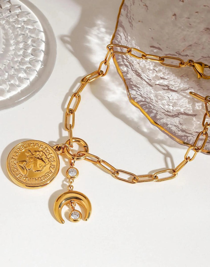 Solene Medallion Bracelet (18K gold plated)