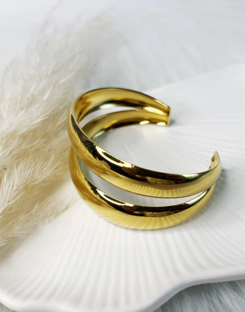 Duet Open Cuff (18K gold plated)