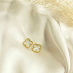 Load image into Gallery viewer, Petal Mist Clover White Studs
