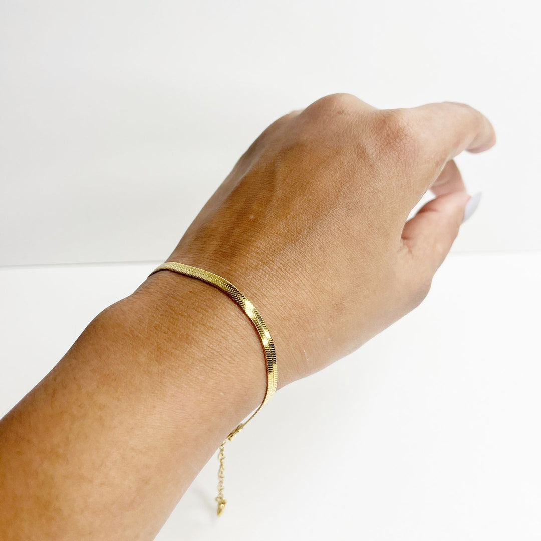 Golden Glide Herringbone Bracelet