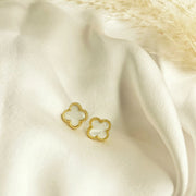 Petal Mist Clover White Studs