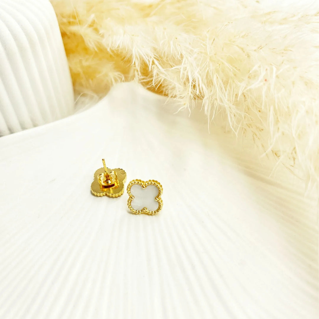 Petal Mist Clover White Studs