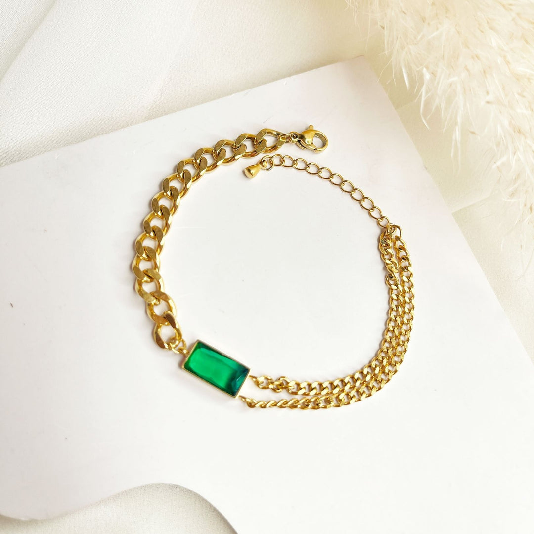 Emerald Desire Dual Chain Bracelet