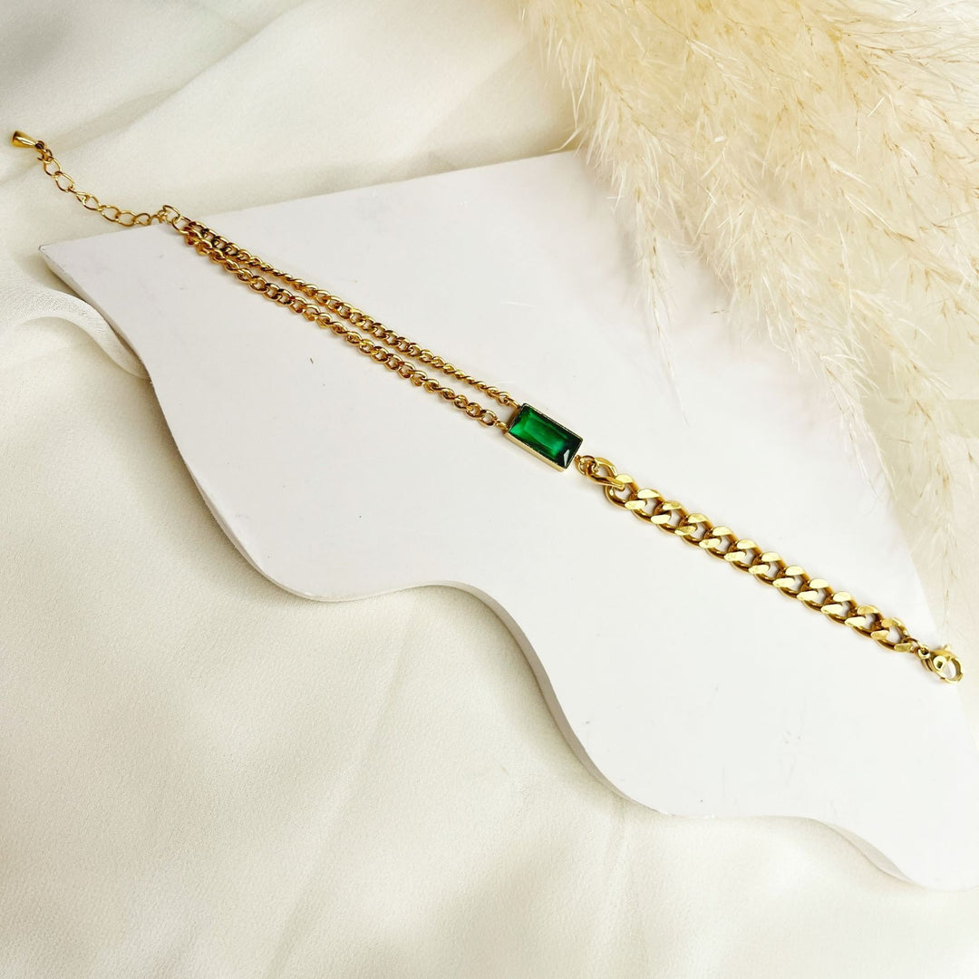 Emerald Desire Dual Chain Bracelet