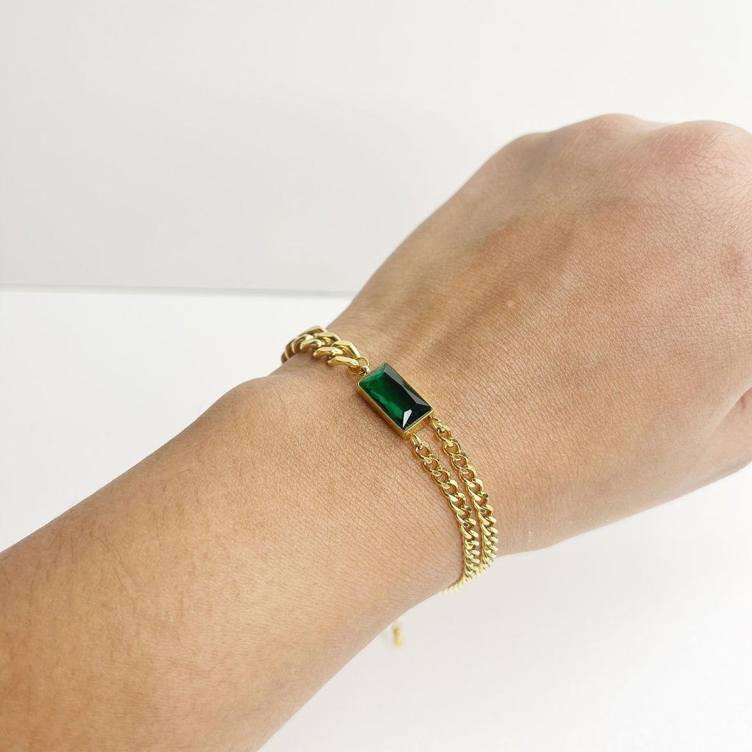 Emerald Desire Dual Chain Bracelet