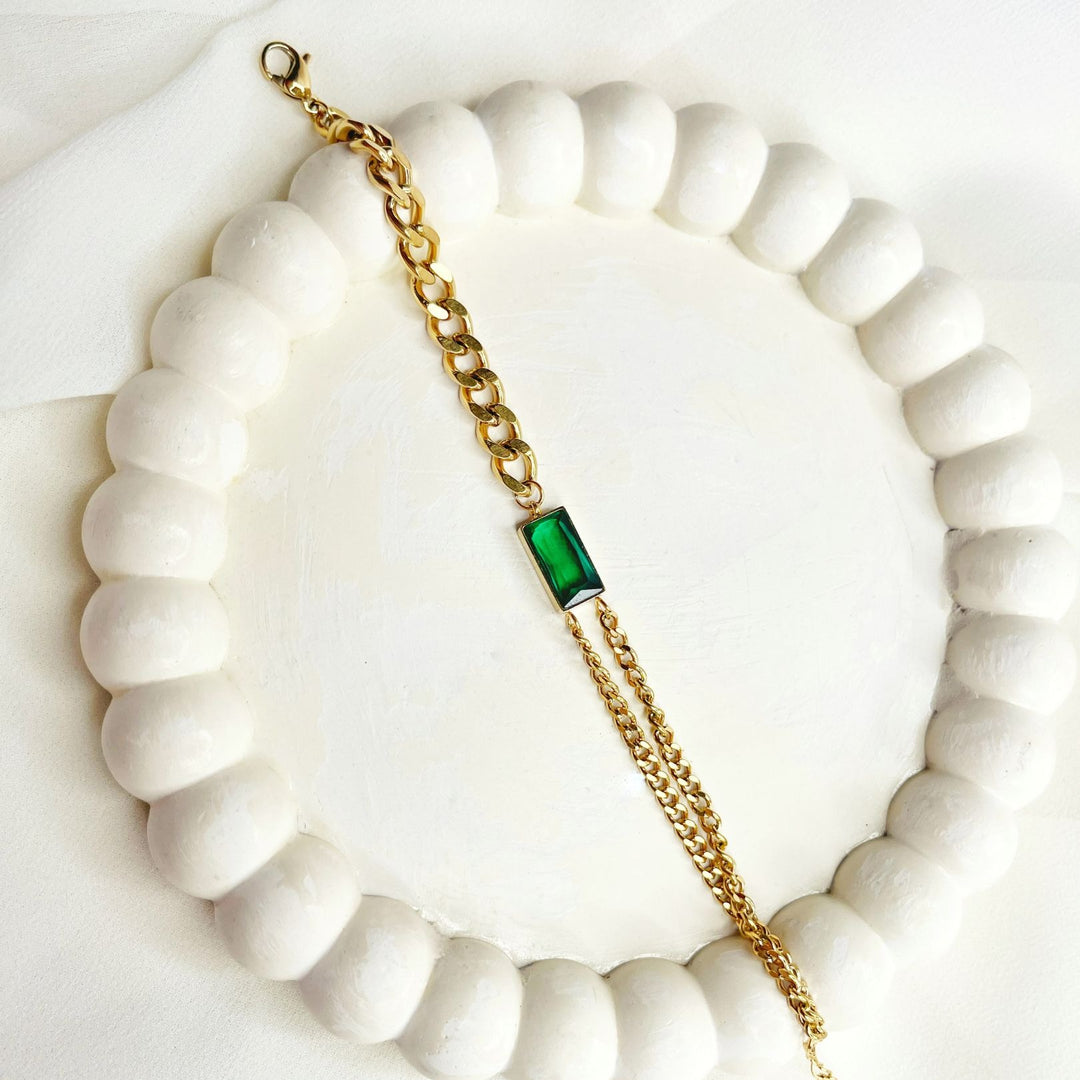 Emerald Desire Dual Chain Bracelet