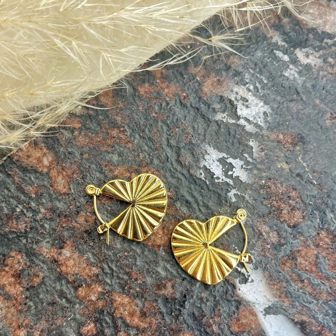 Lustre Ray Heart Hoops (18K gold plated)