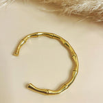Load image into Gallery viewer, Golden Bamboo Open ended Cuff Bracelet