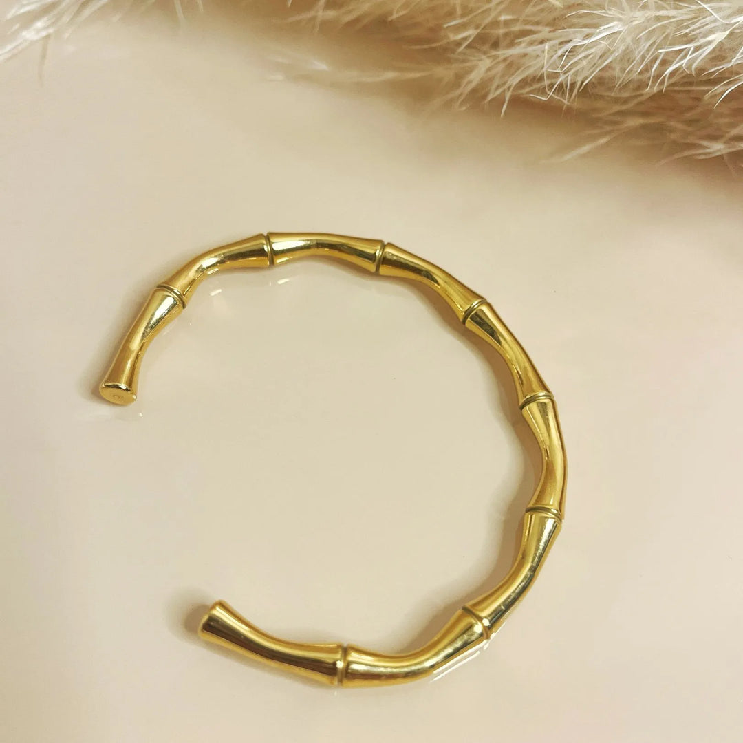 Golden Bamboo Open ended Cuff Bracelet