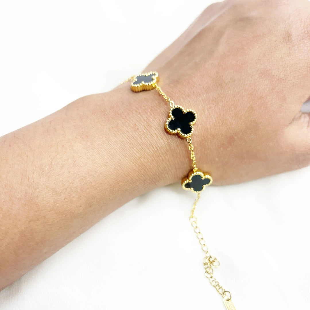 Midnight Clover Double sided Charm Bracelet