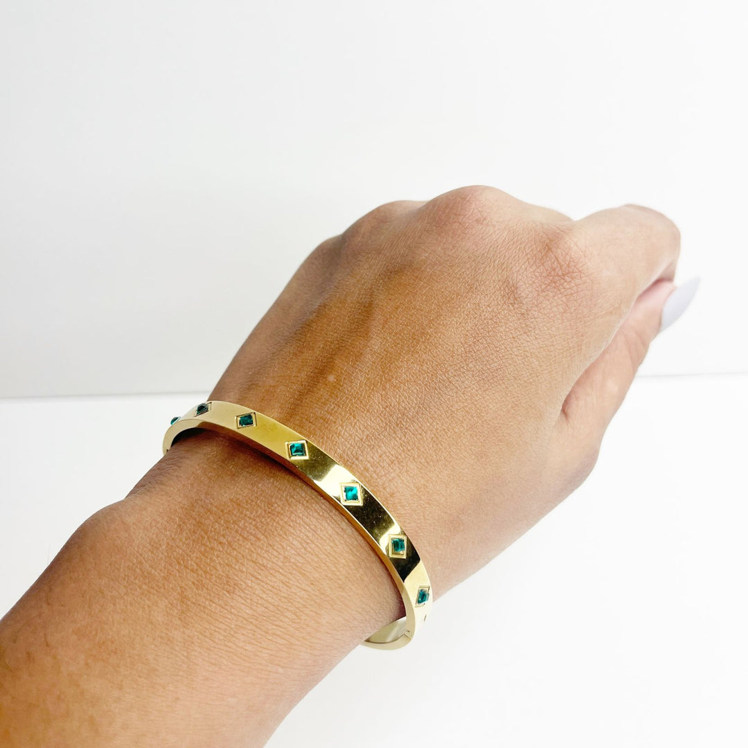 Green Prism Gold Cuff