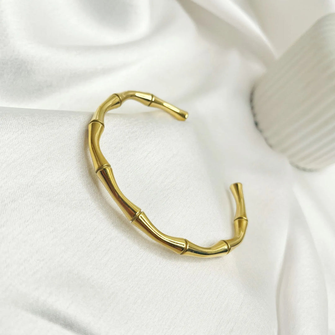 Golden Bamboo Open ended Cuff Bracelet