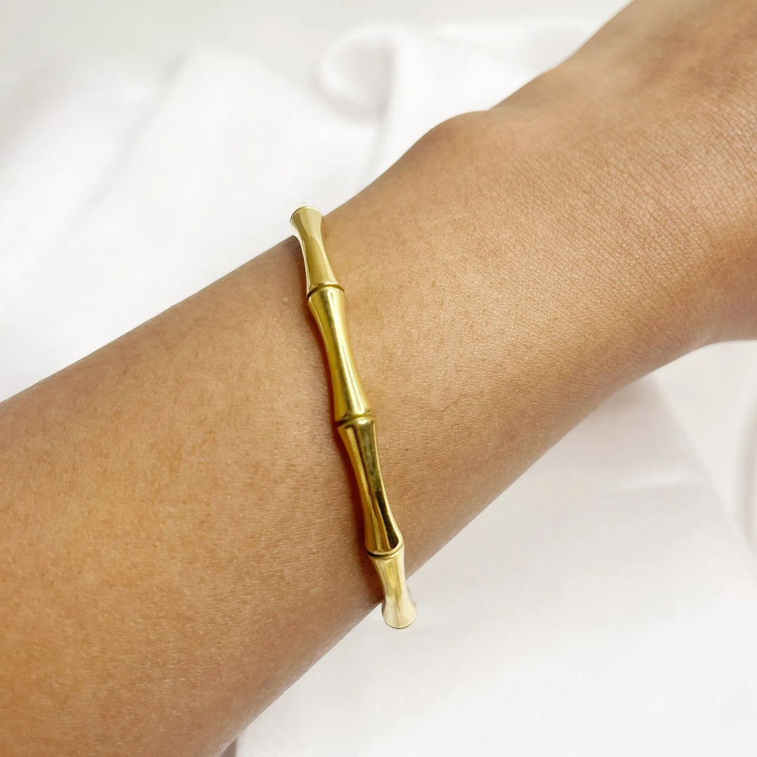 Golden Bamboo Open ended Cuff Bracelet