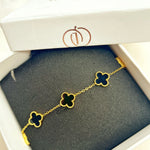 Load image into Gallery viewer, Midnight Clover Double sided Charm Bracelet