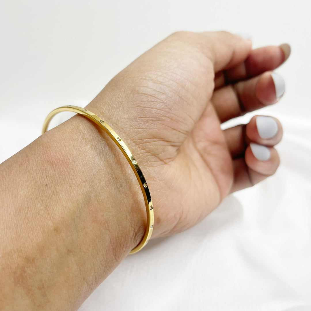 Minimal Stud Line Bangle  Bracelet