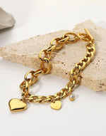 Load image into Gallery viewer, Liora Heart Duo Bracelet (18K gold plated)
