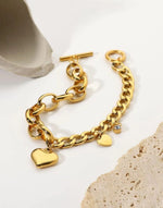 Load image into Gallery viewer, Liora Heart Duo Bracelet (18K gold plated)

