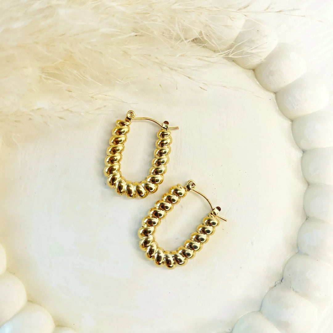 Beaded Luxe Hoops (18K gold plated)