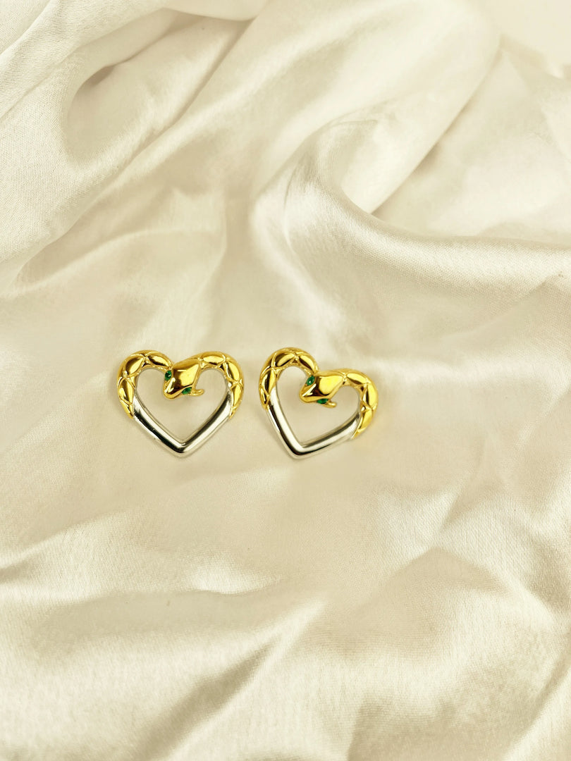 Serpent Heart Studs (18k gold Plated)