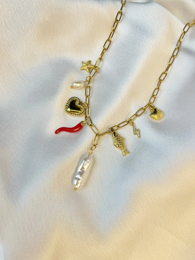 Treasure Trove Charm Necklace (18k gold Plated)