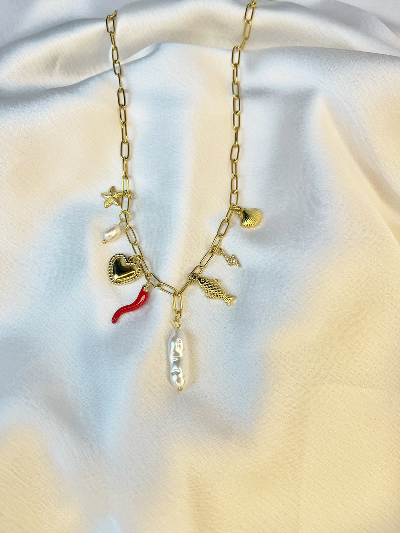 Treasure Trove Charm Necklace (18k gold Plated)