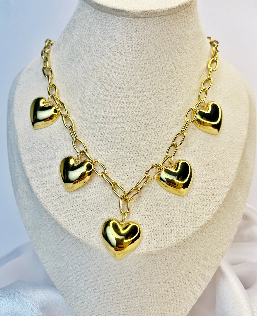 Heartfelt Cascade Necklace (18k gold Plated)