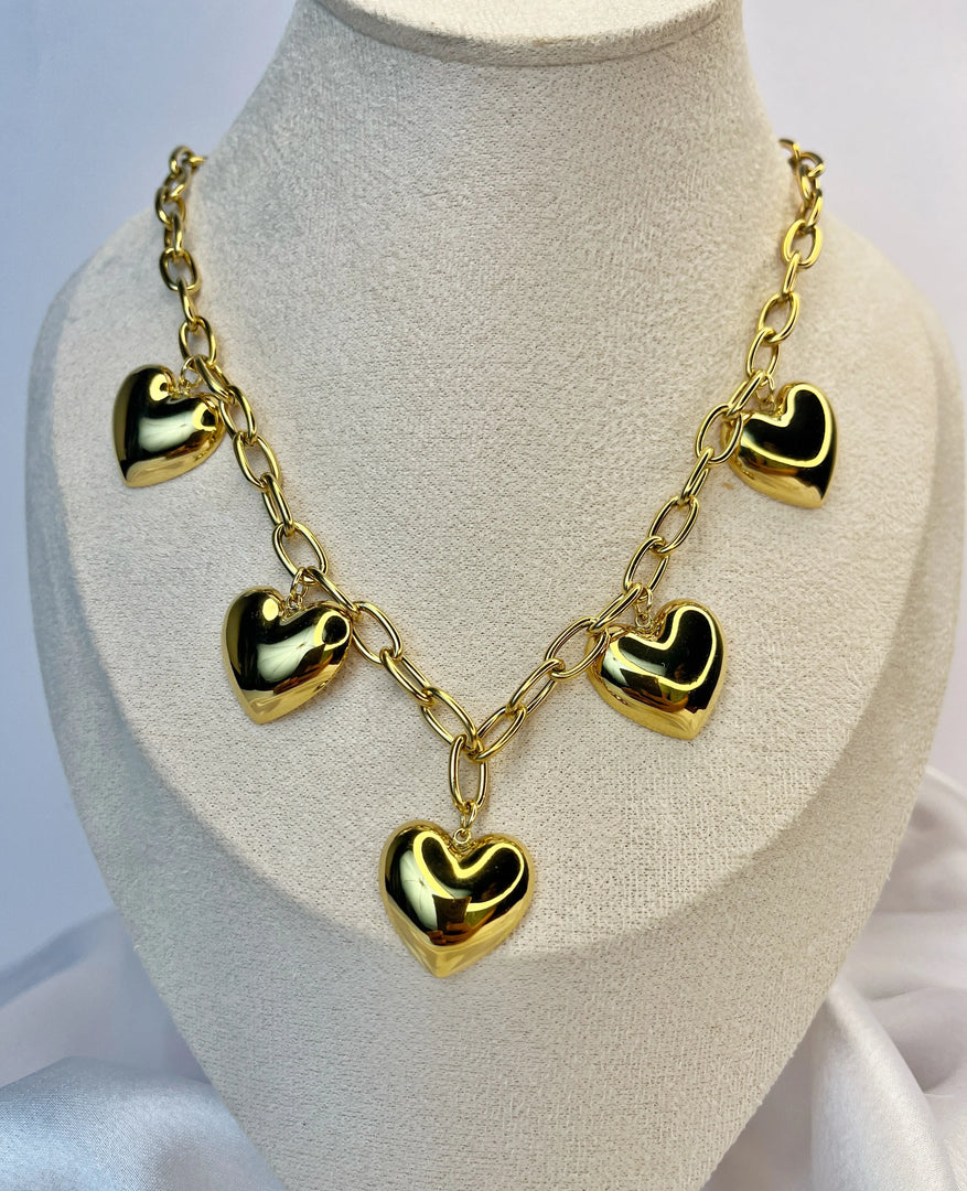 Heartfelt Cascade Necklace (18k gold Plated)