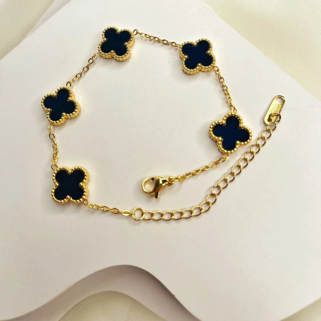 Midnight Clover Double sided Charm Bracelet