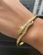 Load image into Gallery viewer, Serpent Sparkle Cuff (18K gold plated)
